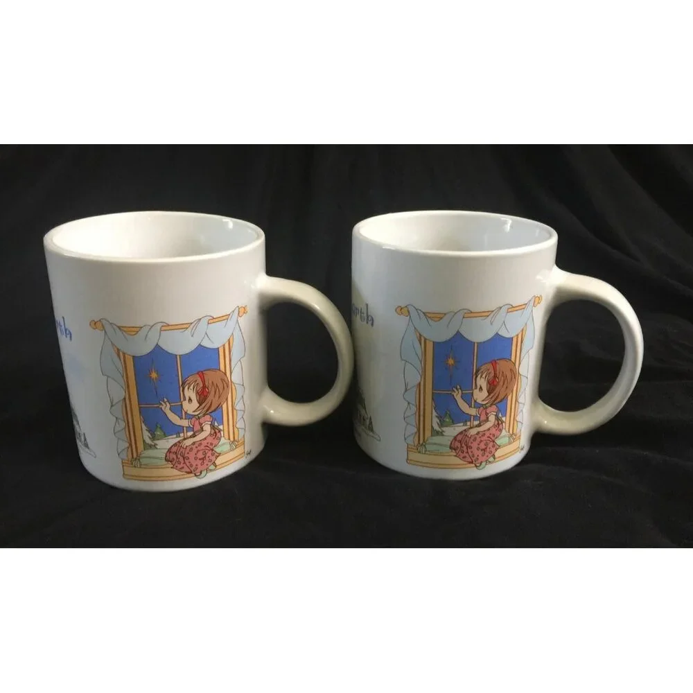 Precious Moments Peace On Earth Holiday Mugs Sherwood Lot of 2 Christmas 2009